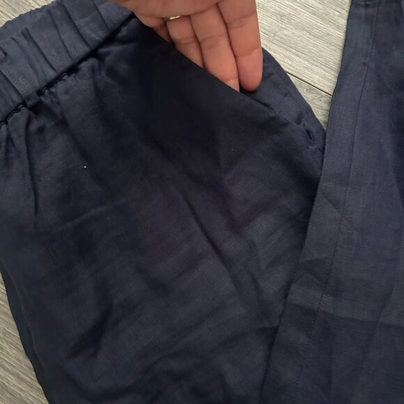 Quince Women's Blue 100% Linen Pants - Picture 2 of 5